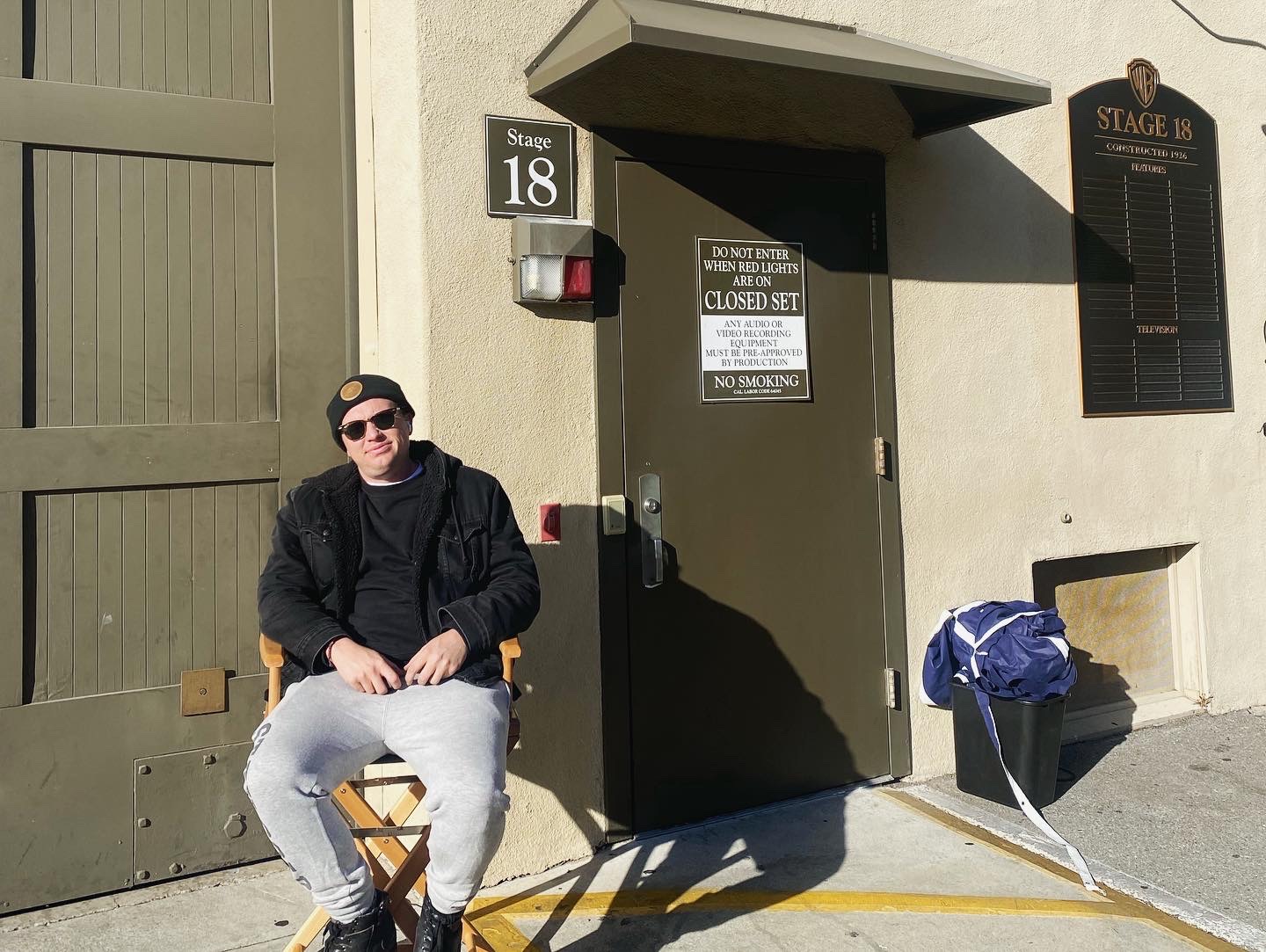 Julian Stephens on set outside Warner Bros. Stage 18